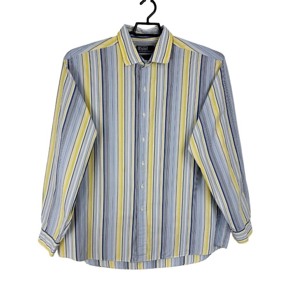 Polo Ralph Lauren Westerton Men's‎ XXL Button Shirt Blue Yellow Striped